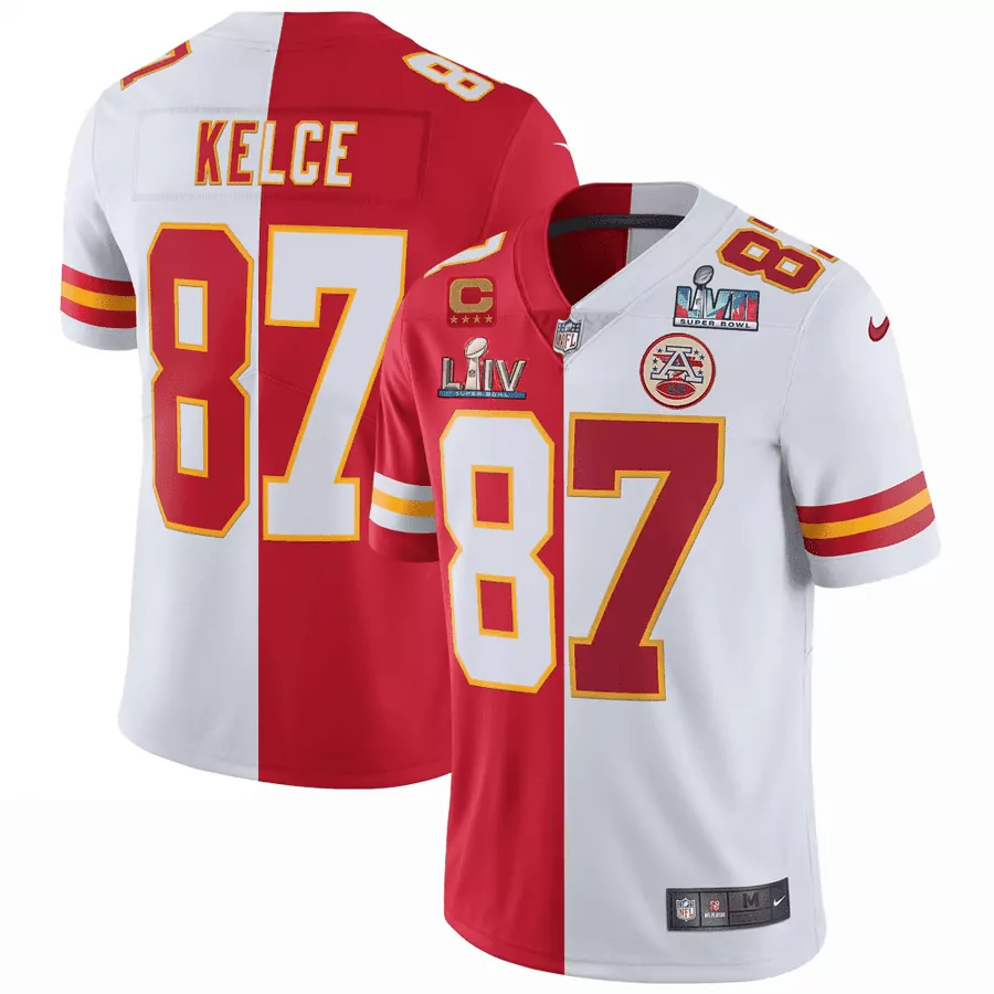 kelce 87 kansas city chiefs 2020 men s all stitched vapor jersey red white super bowl patch