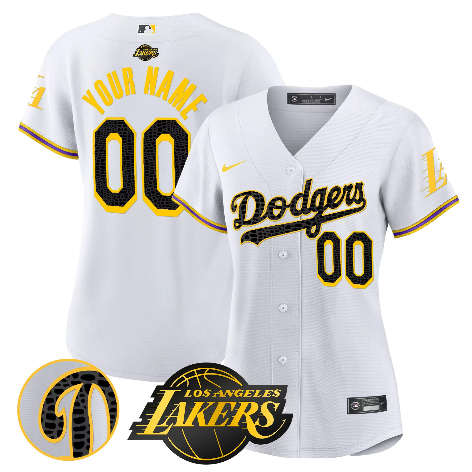 los angeles lakers women s custom 00 dodgers white all stitched vapor jersey