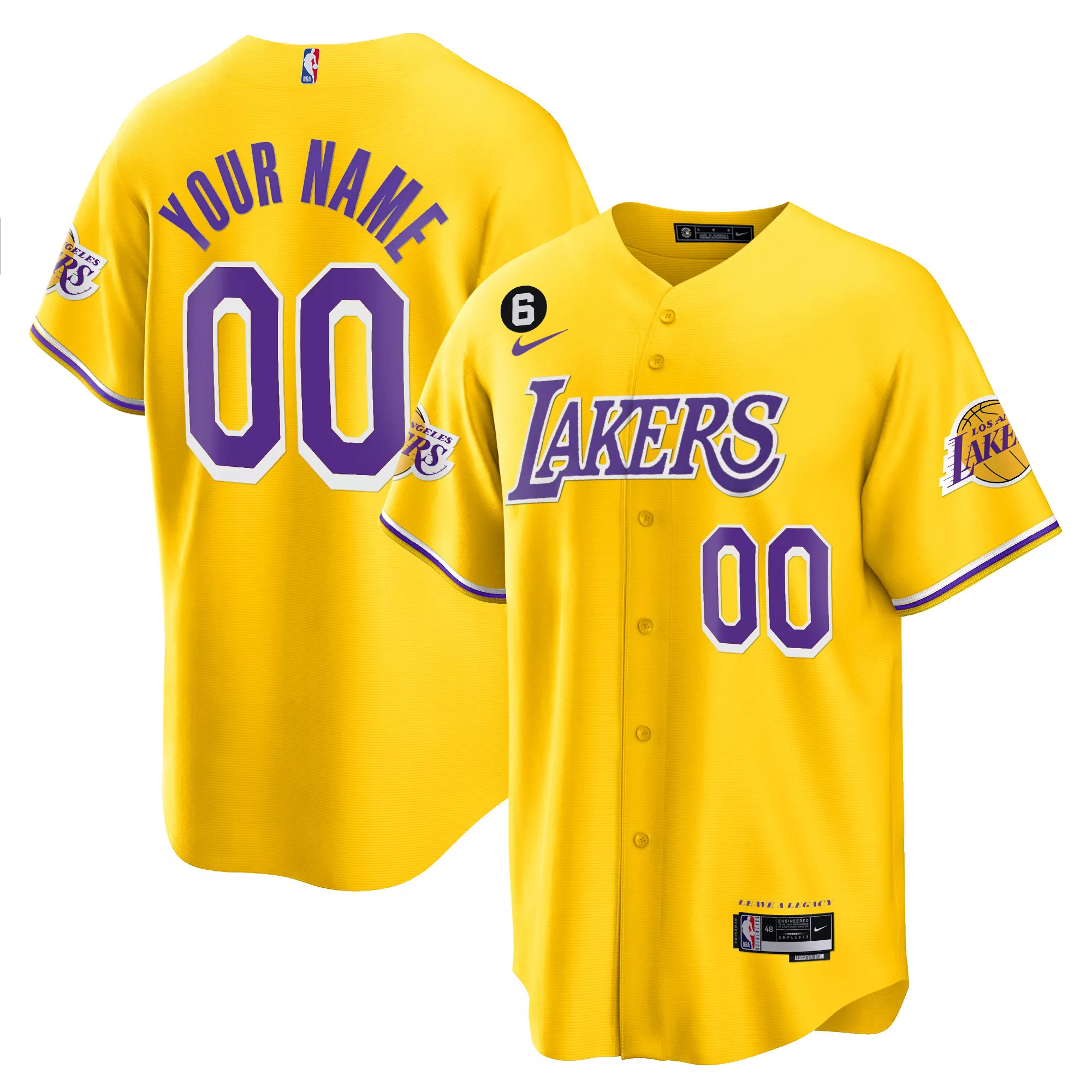 los angeles lakers yellow all stitched vapor jersey 2023 00 your name men s