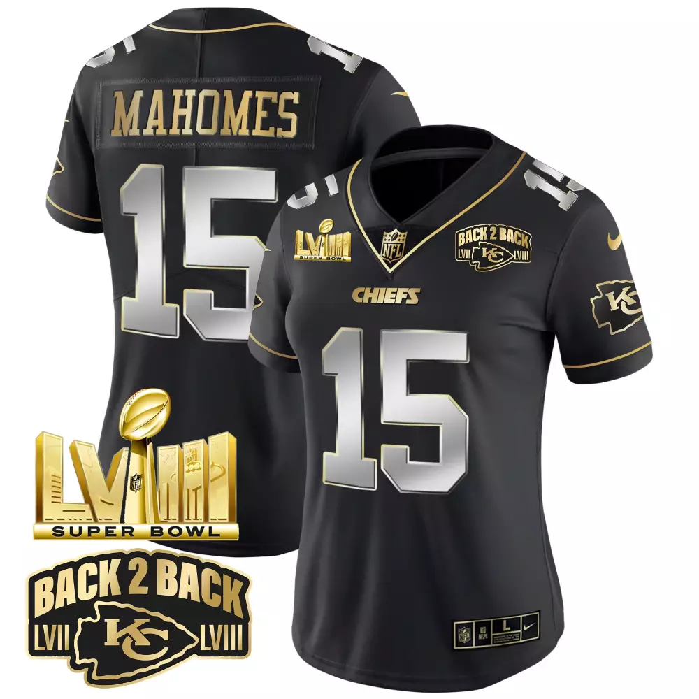 mahomes 15 chiefs 2023 women s black back 2 back stitched vapor jersey lvii edition