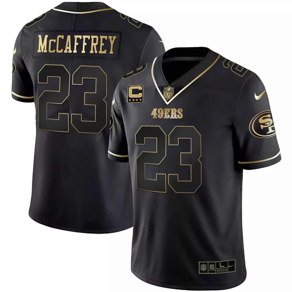 McCaffrey 23 San Francisco 49ers 2023 Stitched Vapor Jersey | Black Design | Game Day Outfit | For Men, Women & Youth