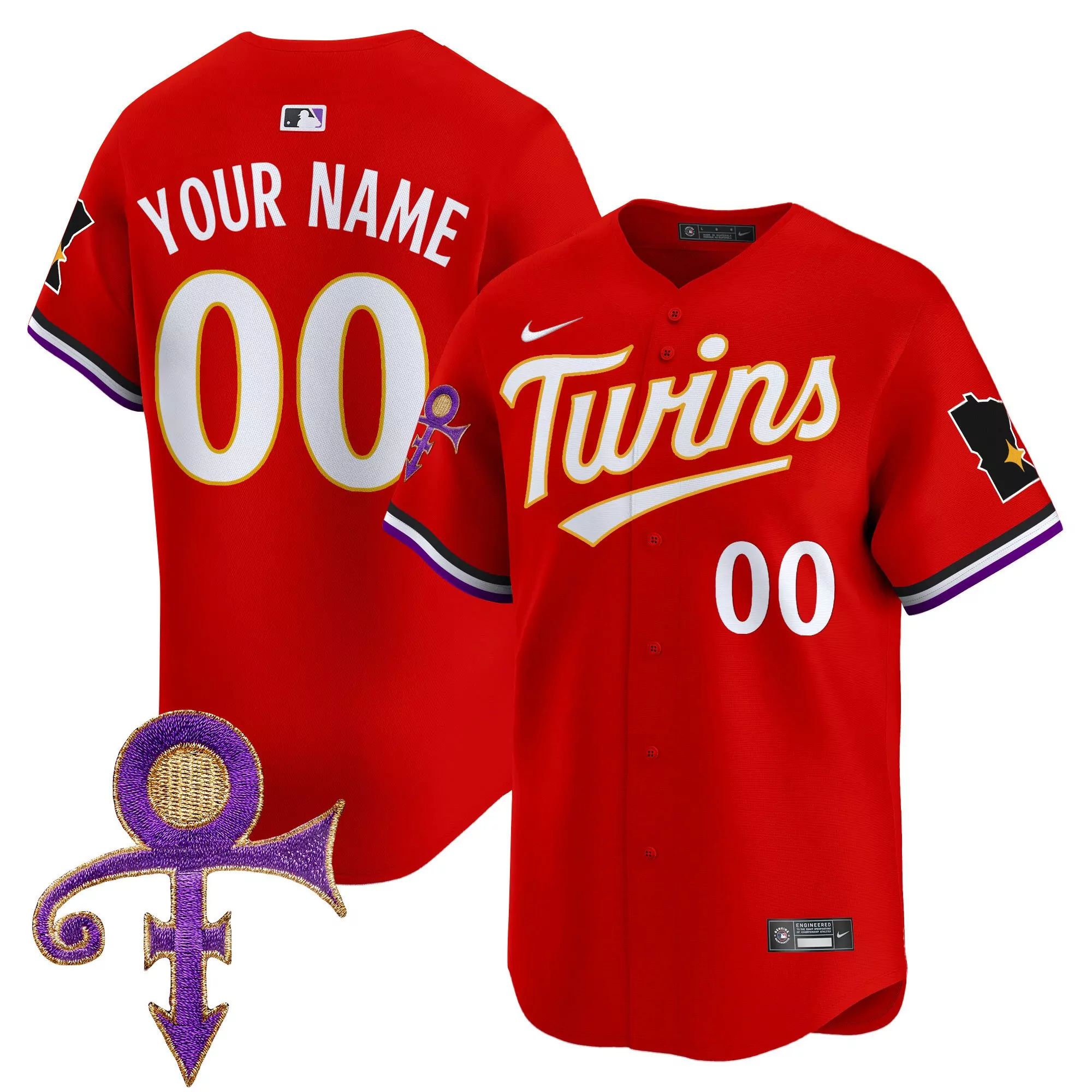 minnesota twins custom red all stitched vapor jersey 2023 00 gender neutral with prince patch