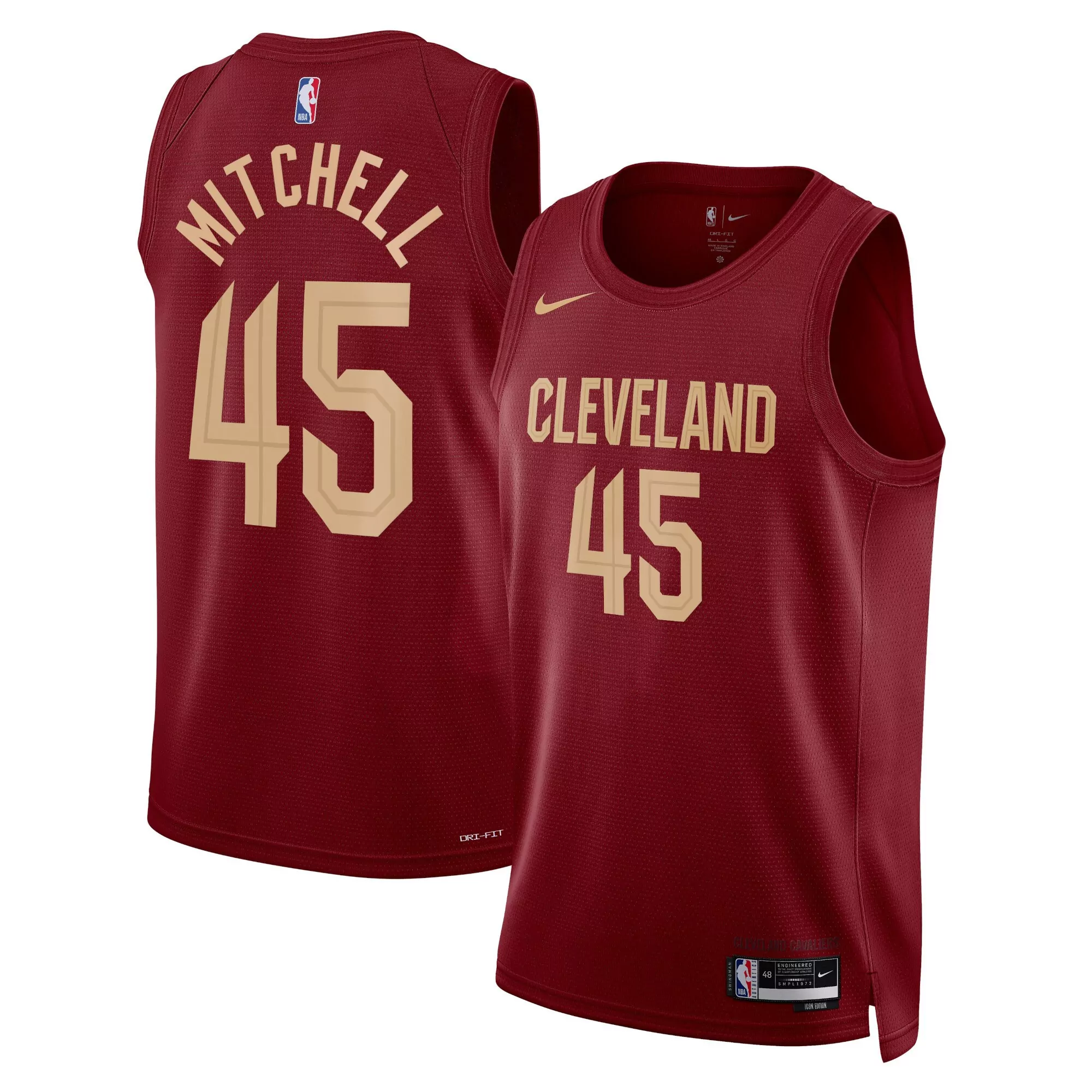 mitchell 45 cleveland cavaliers 2023 men s all stitched vapor jersey burgundy