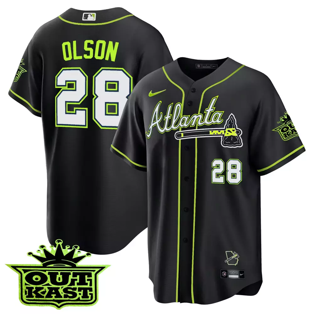 Olson 28 Atlanta 2023 Outkast Black Stitched Vapor Jersey | Limited Edition Fan Gear | For Men, Women & Youth
