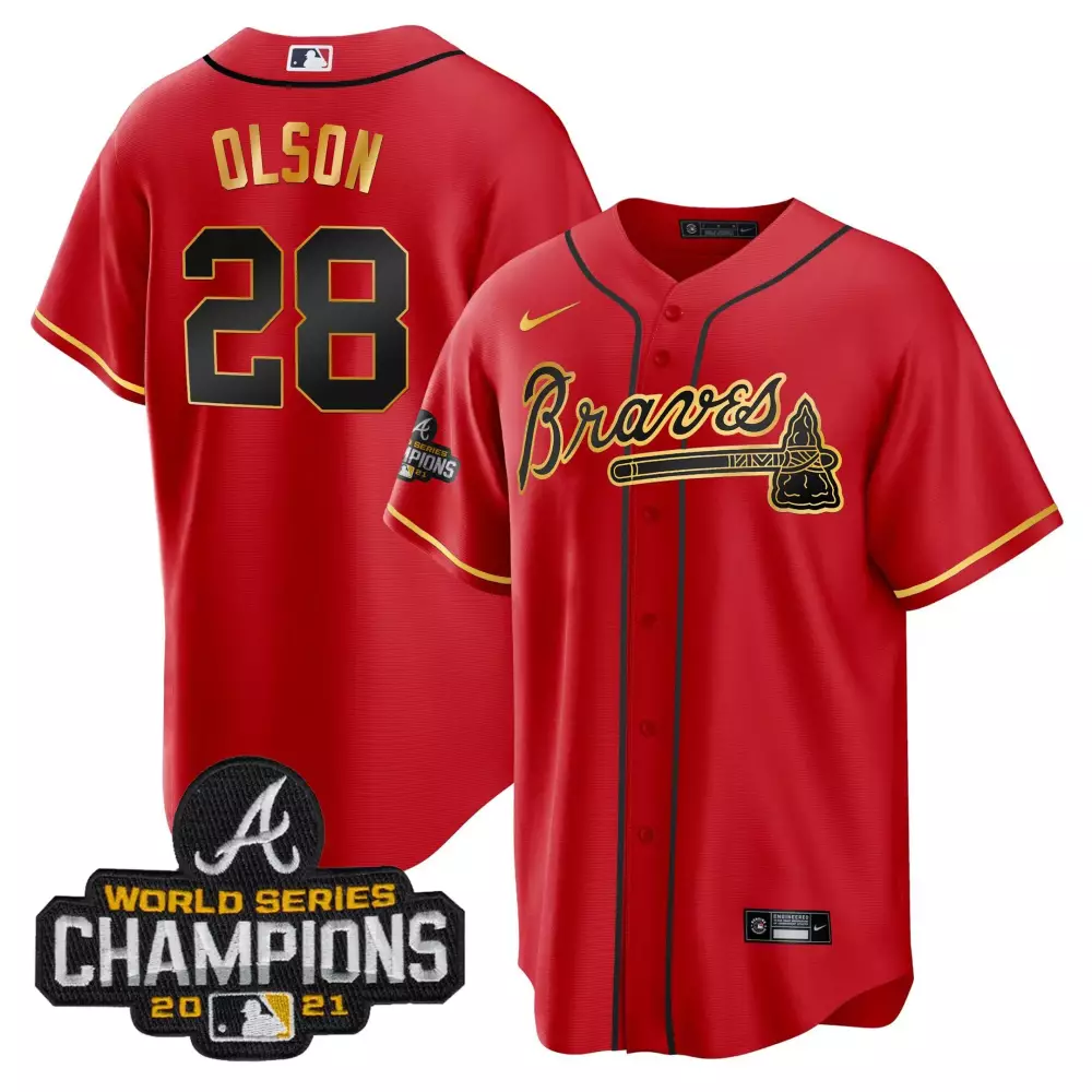 olson 28 atlanta braves 2021 men s all stitched vapor jersey world series champions red
