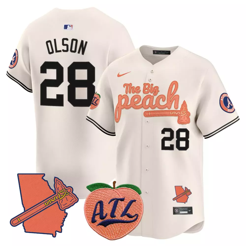 olson 28 atlanta braves 2023 men s stitched vapor jersey white outkast edition