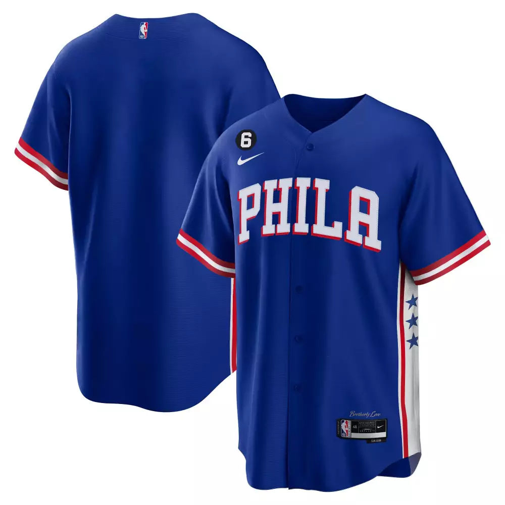 Philadelphia 76ers 6 Vapor Jersey | Men's All Stitched Blue with Patch | Stylish Fan Gear for Men, Women & Youth