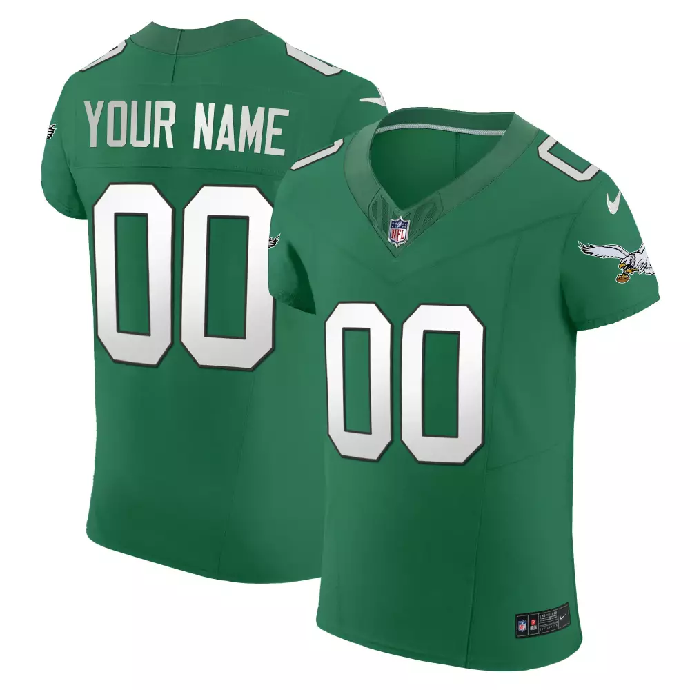 Women’s Philadelphia Eagles 2023 All Stitched Vapor Jersey | Green Custom 00 | Fan Gear for Game Day | For Wom