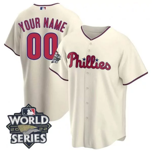 philadelphia phillies 2022 world series custom jersey all stitched men s white style name patch 1
