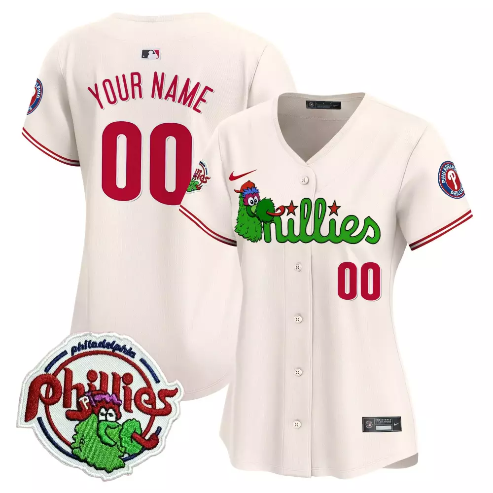 2023 Philadelphia Phillies Cream Stitched Jersey | Women's Name Patch | Replica Fan Gear for Game Day | For Men, Women & Youth