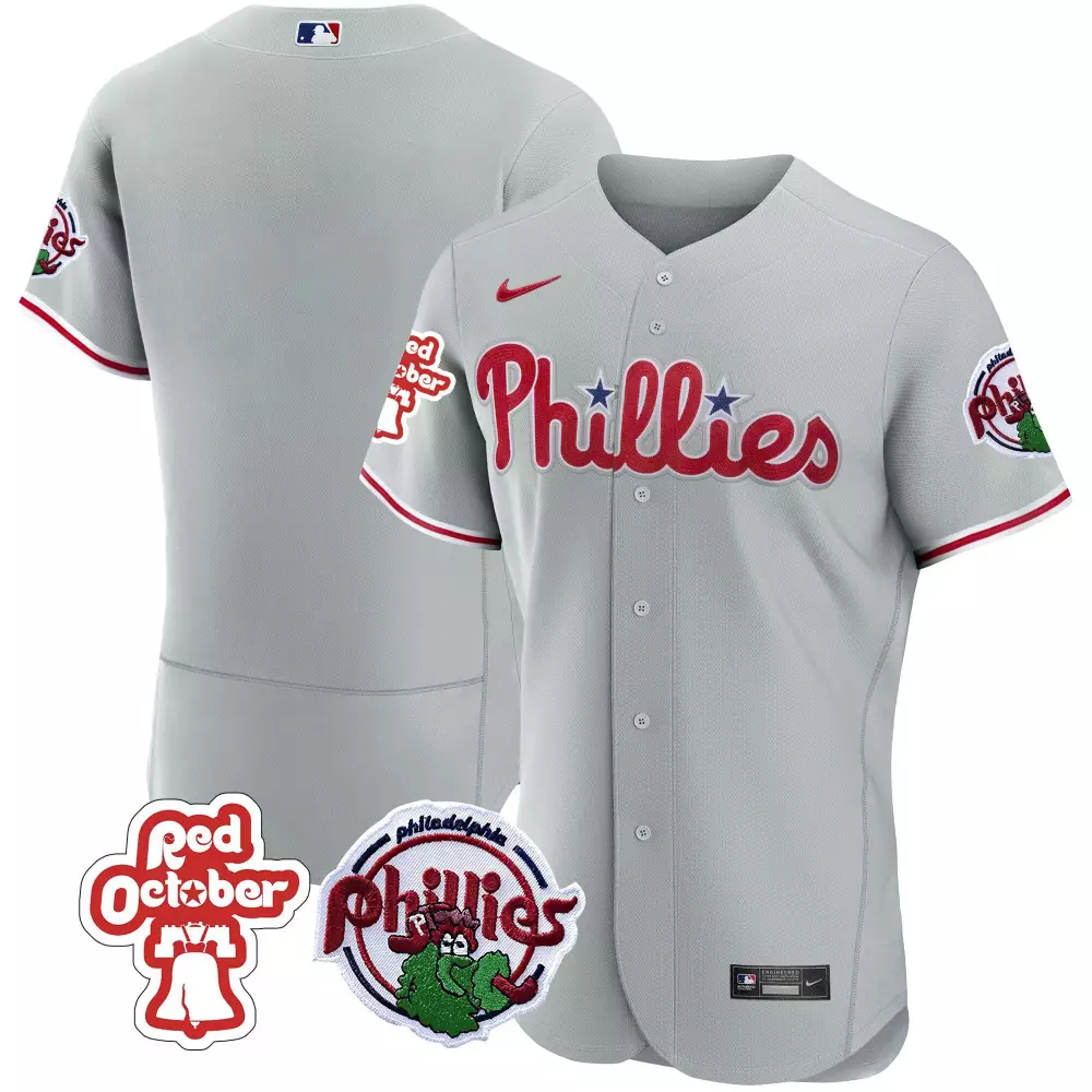 phillies 2023 all stitched vapor jersey gray men s red october patch nike
