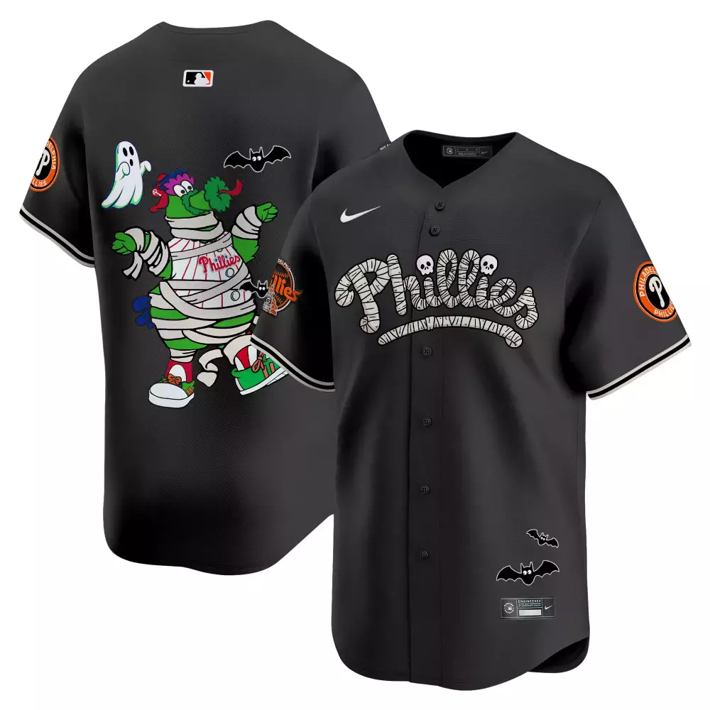 phillies 2023 halloween black all stitched vapor jersey ghosts mummy design