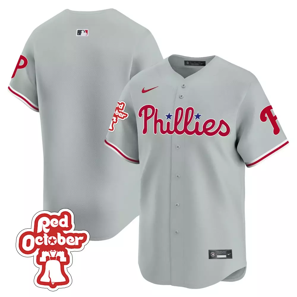 phillies red october all stitched vapor jersey 2023 men s gray