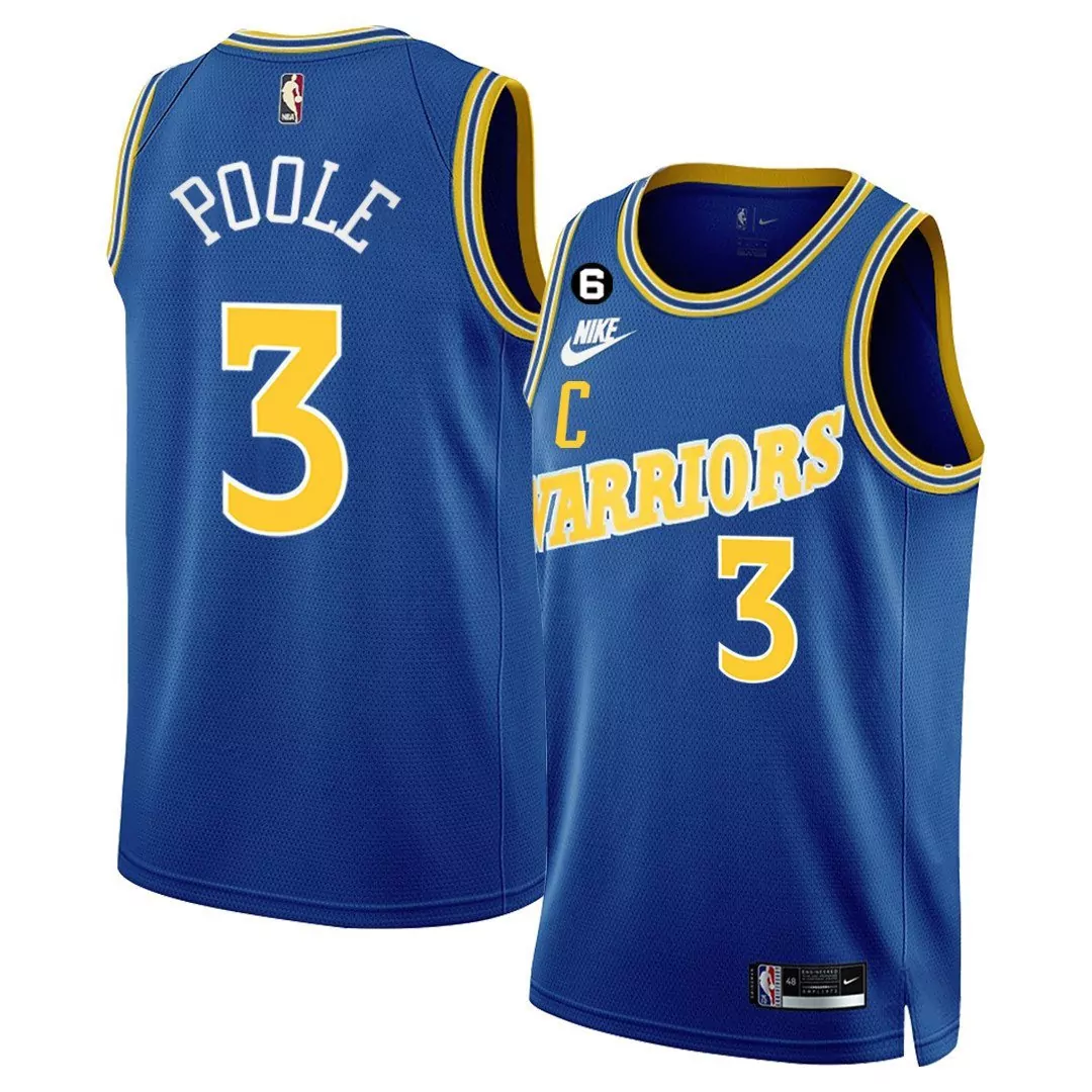 poole 3 golden state warriors 2023 men s all stitched vapor jersey black yellow rose design 1