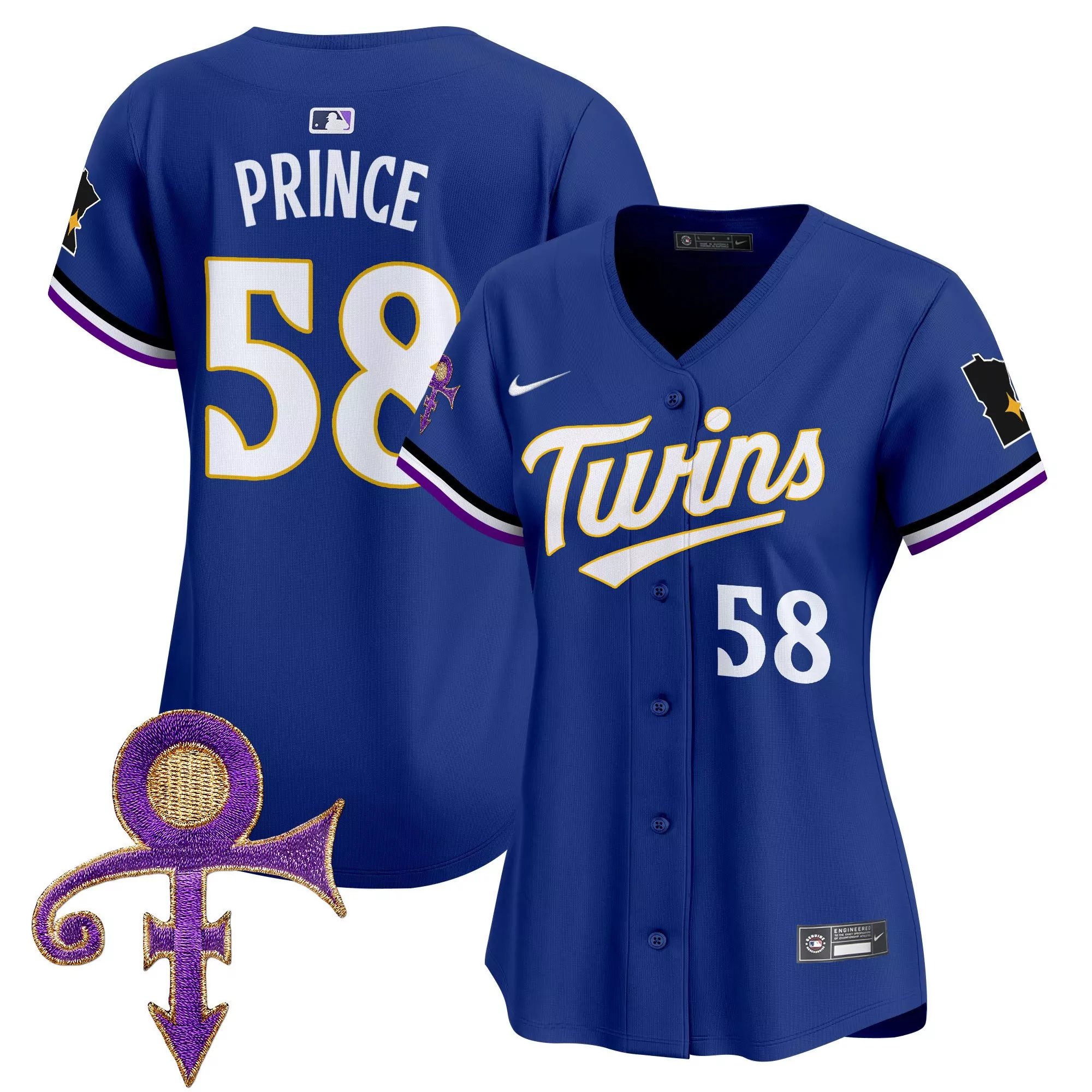 prince 58 minnesota twins 2023 women s all stitched vapor jersey purple edition