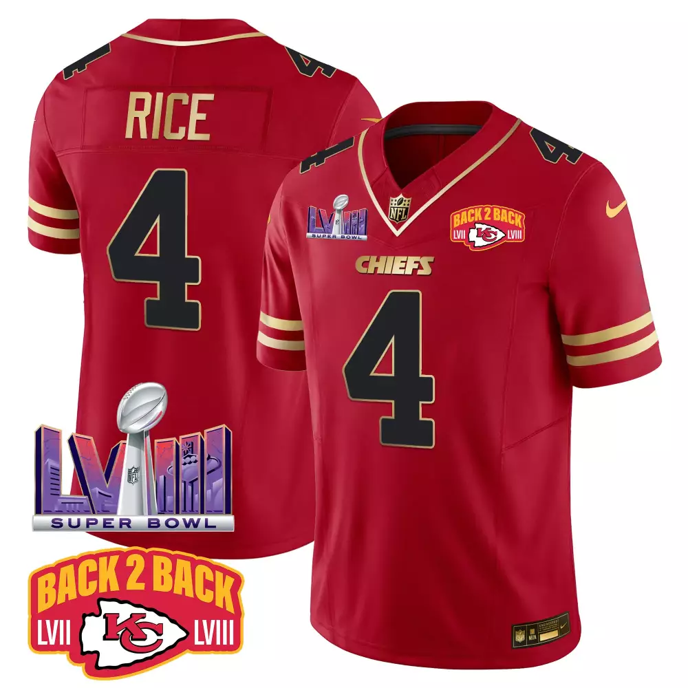 Rice 4 Chiefs 2023 Stitched Vapor Jersey | Back 2 Back LVII LVIII Edition | Game Day Outfit for Men, Women & Youth