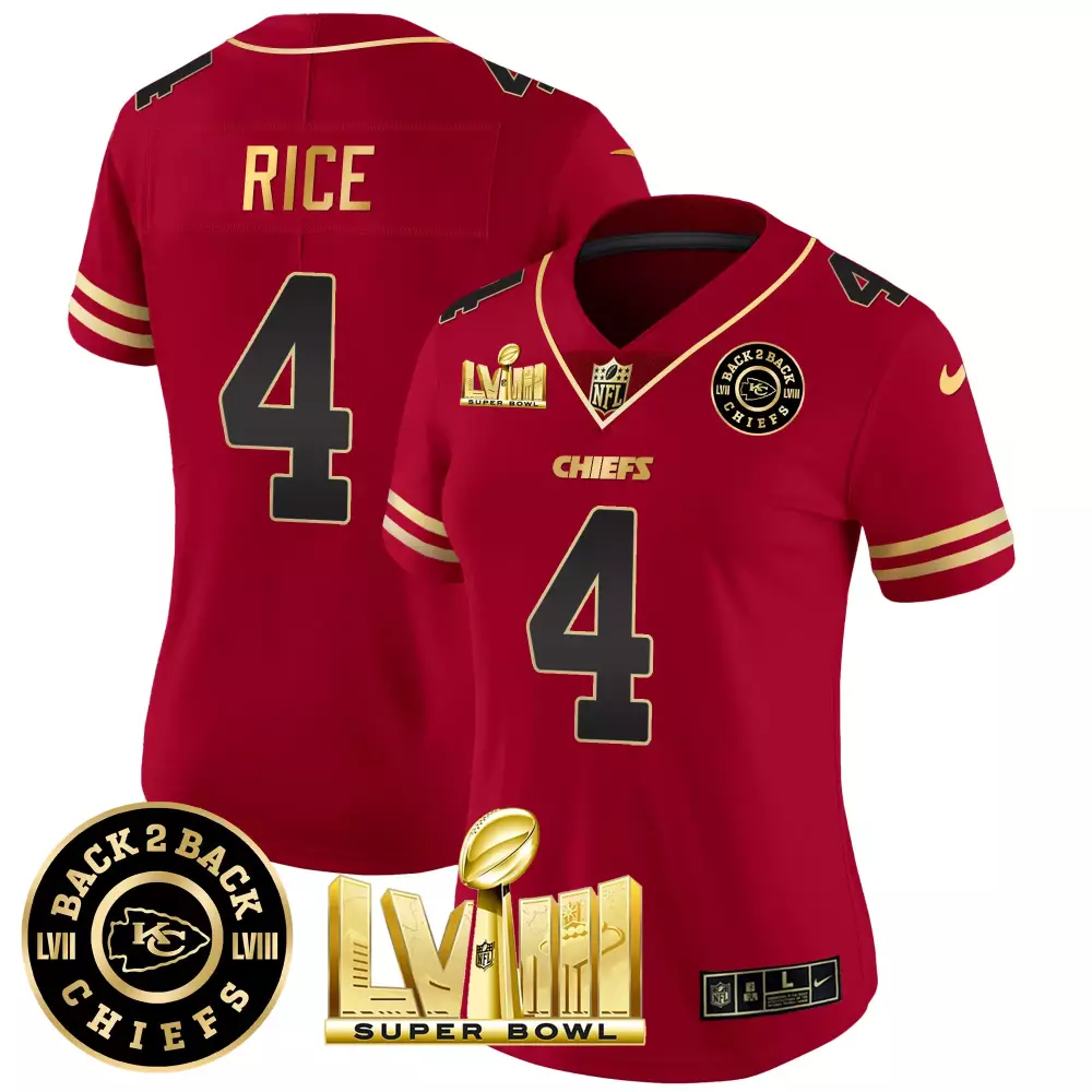 Rice 4 Chiefs 2023 Women's Stitched Vapor Jersey | Red Super Bowl Edition | Game Day Outfit for Men, Women & Youth