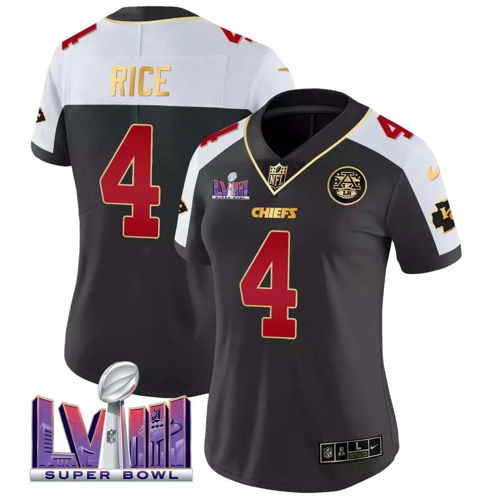 rice 4 chiefs 2023 women s black all stitched vapor jersey super bowl edition 1