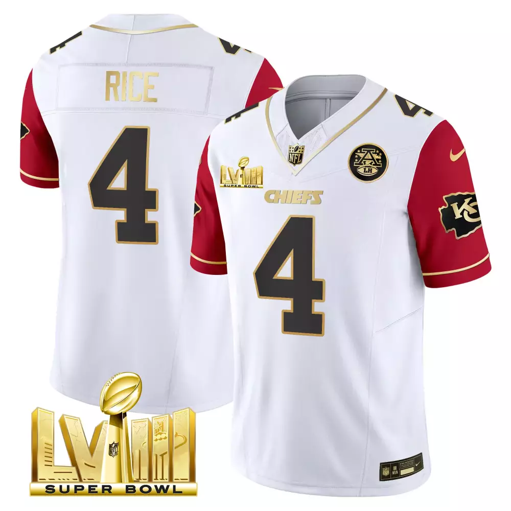 Rice Kansas City Chiefs 2023 Women's Super Bowl LVIII Jersey | Red Back 2 Back Edition | All Stitched Vapor | For Men, Women & Youth