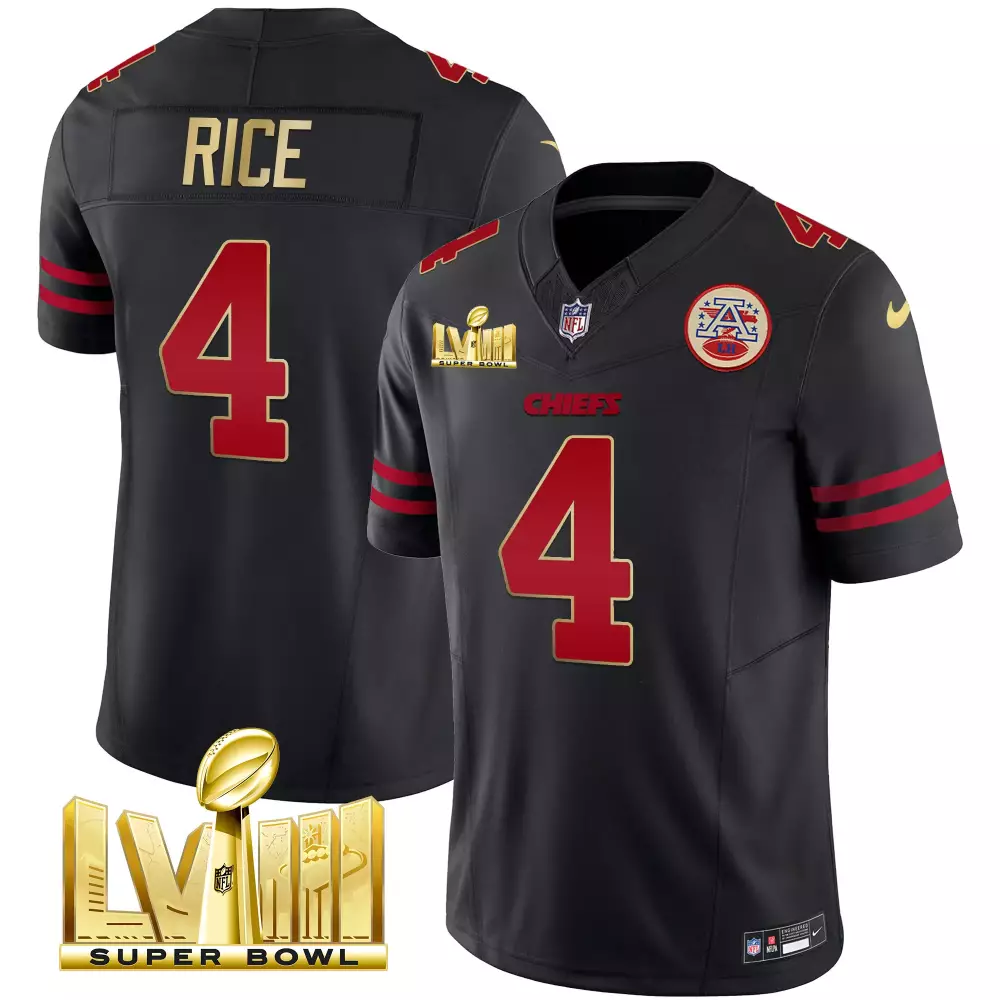Rice Kansas City Chiefs 2023 Women's Super Bowl LVIII Jersey | Red Back 2 Back Edition | All Stitched Vapor | For Men, Women & Youth