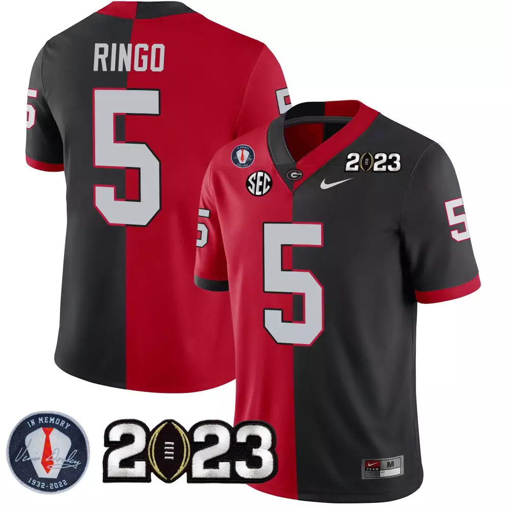 Ringo 5 Georgia Bulldogs 2023 Men's Stitched Vapor Jersey | Black & Red In Memory Patch | Game Day Outfit | For Men, Women & Youth