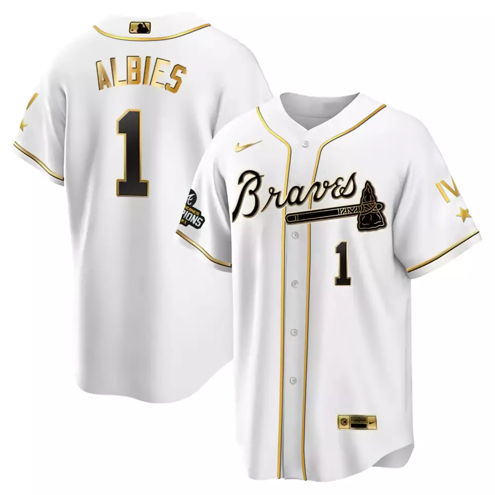 Ronald Albies 1 Atlanta Braves 2023 Stitched Vapor Jersey | White Champions Edition | Limited Edition Fan Gear | For Men, Women & Youth