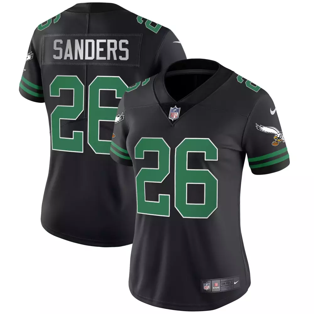Sanders 26 Philadelphia Eagles 2022 Black Vapor Jersey | All Stitched | Women's Fan Gear | For Men, Women & Youth