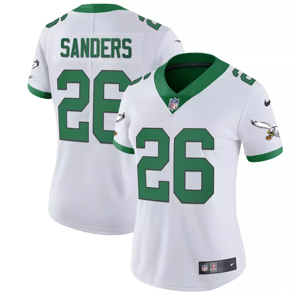 Sanders 26 Philadelphia Eagles 2022 Green White Vapor Jersey | All Stitched | Women's Fan Gear | For Men, Women & Youth
