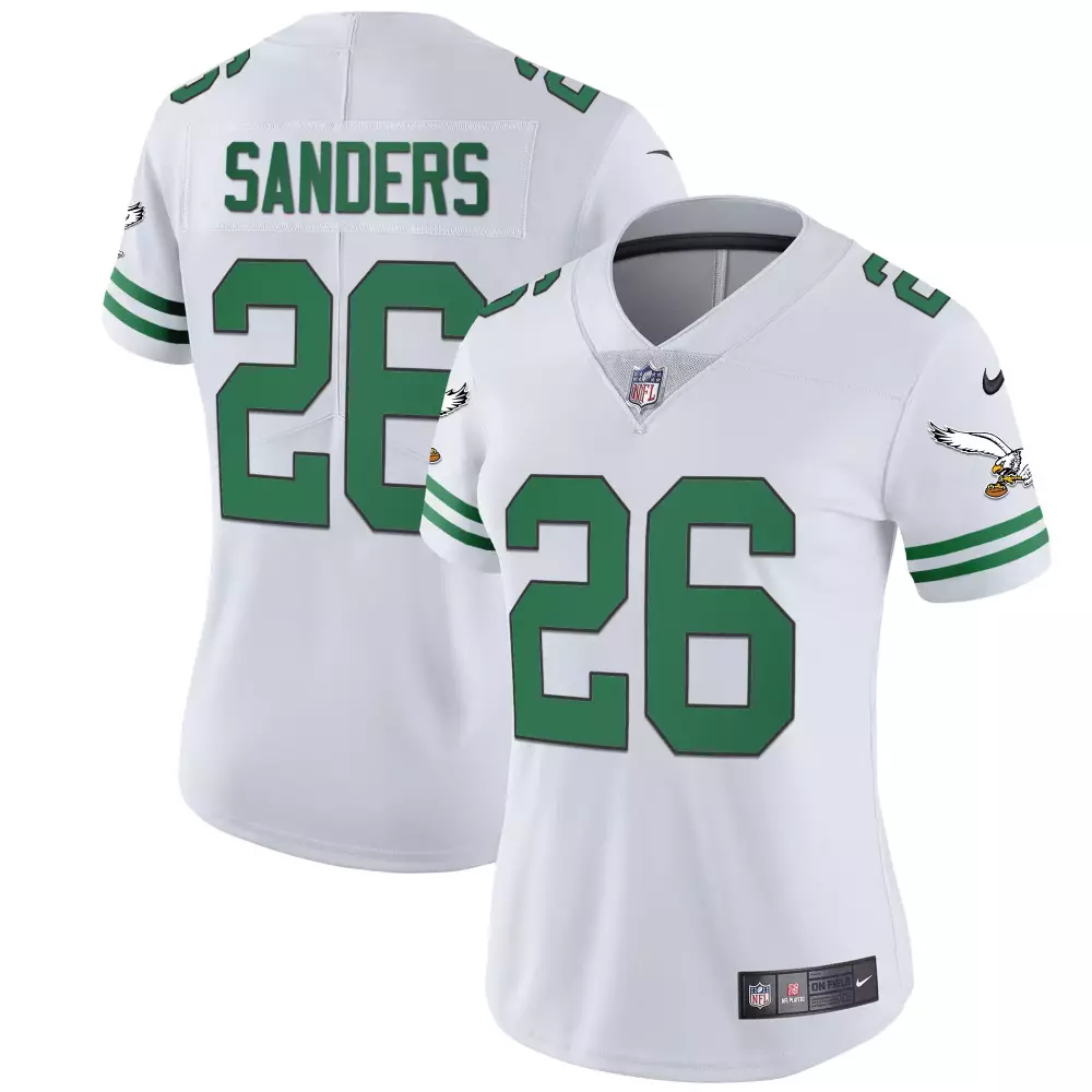 Sanders 26 Philadelphia Eagles 2022 White Vapor Jersey | All Stitched | Women's Fan Gear | For Men, Women & Youth