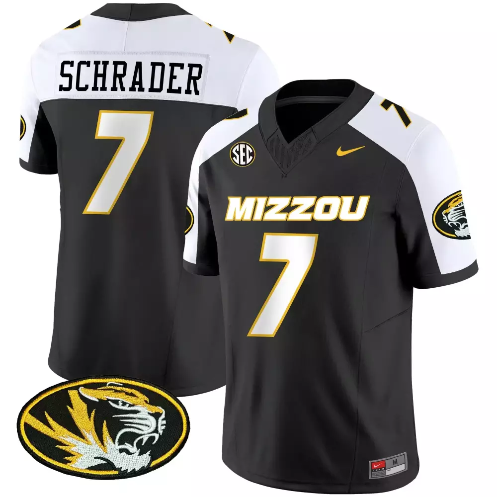 schrader 7 mizzou 2023 men s nike all stitched vapor jersey black
