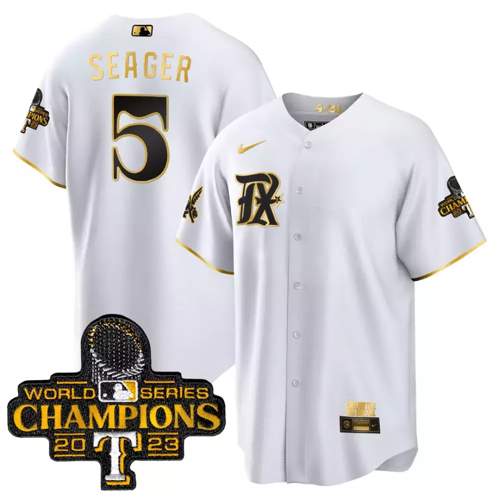 seager 5 texas rangers 2023 male all stitched vapor jersey world series champions edition