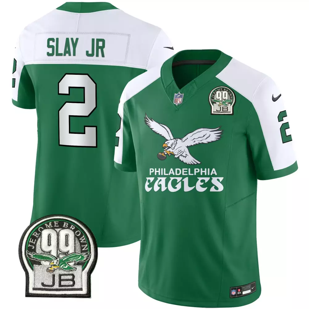 Slay Jr. Philadelphia Eagles 2023 Stitched Vapor Jersey | Green | JB Patch | For Men, Women & Youth