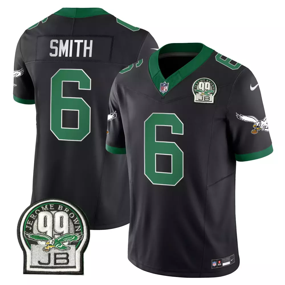 Smith 6 Philadelphia Eagles 2023 Vapor Jersey | Black Green with Autism Patch | Stitched Fan Gear for Men, Women & Youth
