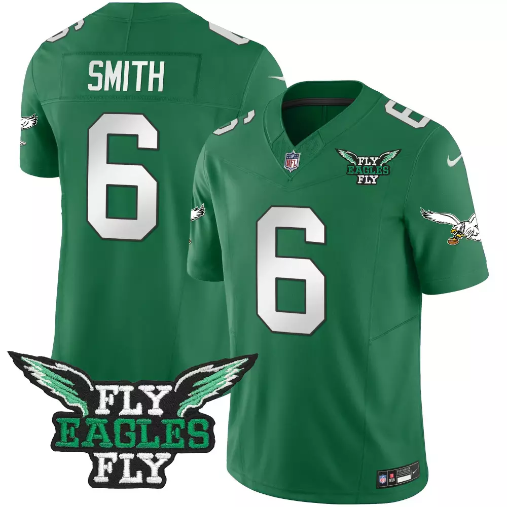 Smith 6 Philadelphia Eagles 2023 Stitched Vapor Jersey | Green Fly Eagles Fly Edition | Fan Gear for Men, Women & Youth
