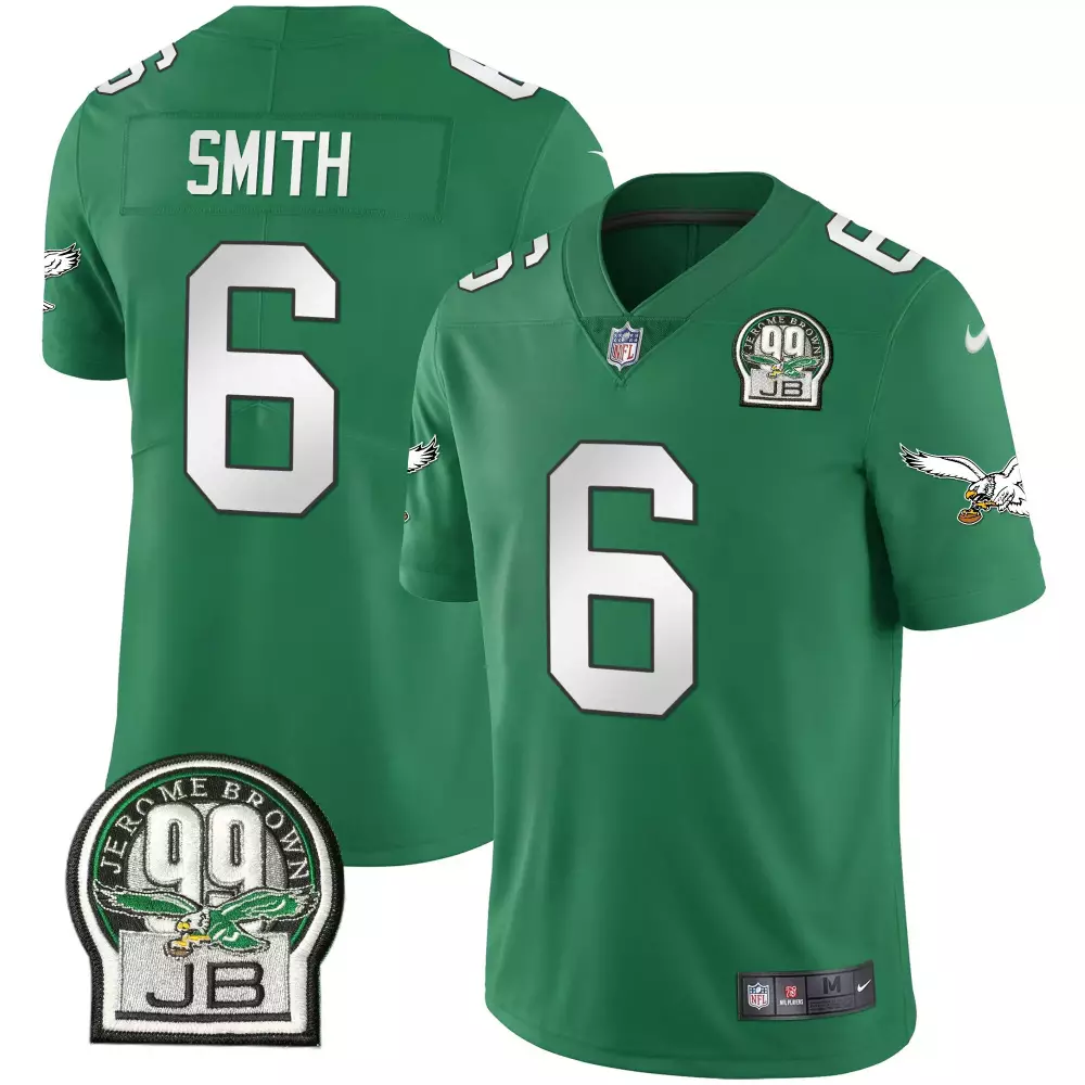 Smith 6 Philadelphia Eagles 2023 Stitched Vapor Jersey | Green JB Patch | Replica Fan Gear for Men, Women & Youth
