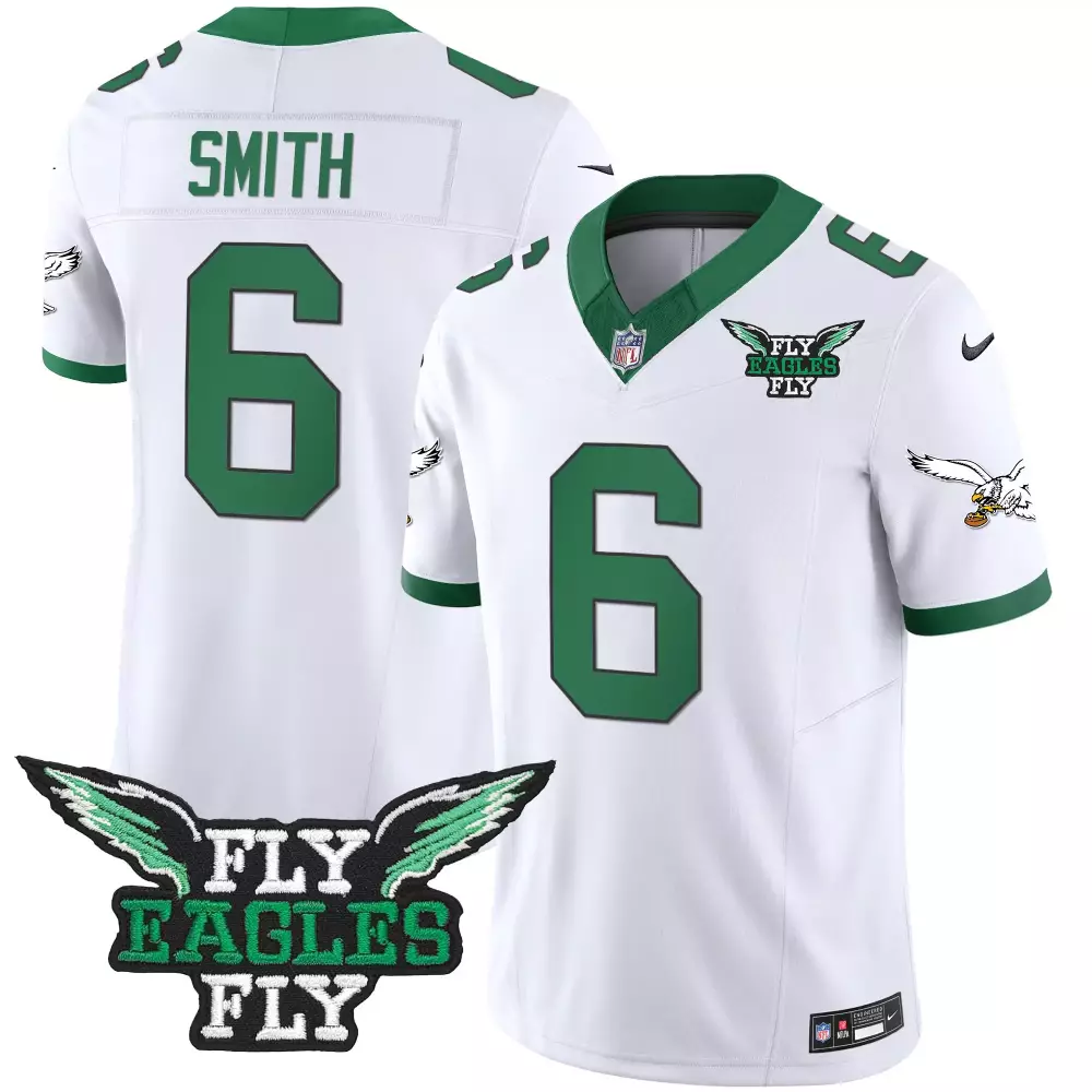 Smith 6 Philadelphia Eagles 2023 Stitched Vapor Jersey | White Green Fly Eagles Fly | Replica Fan Gear | For Men, Women & Youth