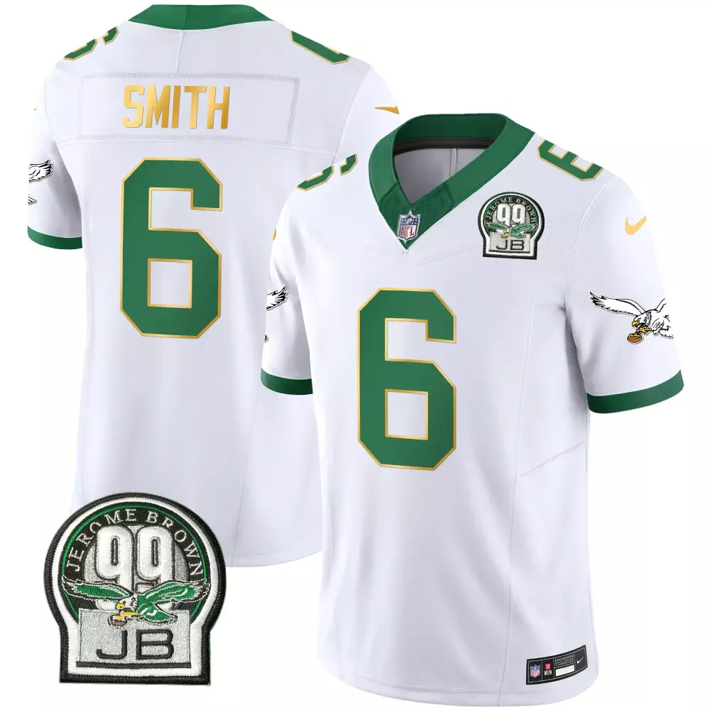 Smith 6 Philadelphia Eagles 2023 Stitched Vapor Jersey | White with Patch | Replica Fan Gear | For Men, Women & Youth