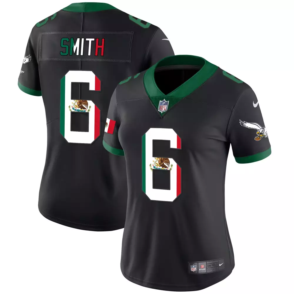 Smith 6 Philadelphia Eagles 2023 Women's Stitched Vapor Jersey | Black Edition | Replica Fan Gear | For Men, Women & Youth