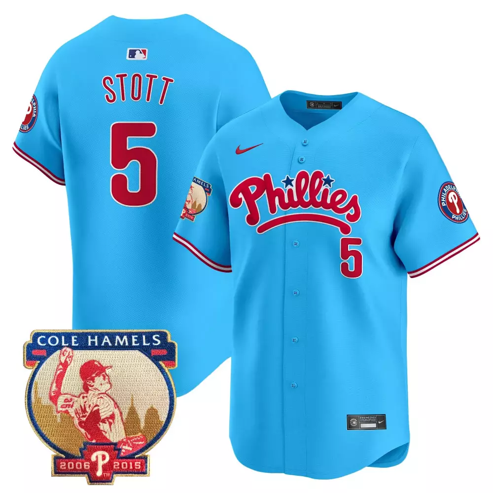 Stott 5 Philadelphia Phillies 2023 Vapor Jersey | Blue Brotherly Love | Stitched Replica Fan Gear | For Men, Women & Youth