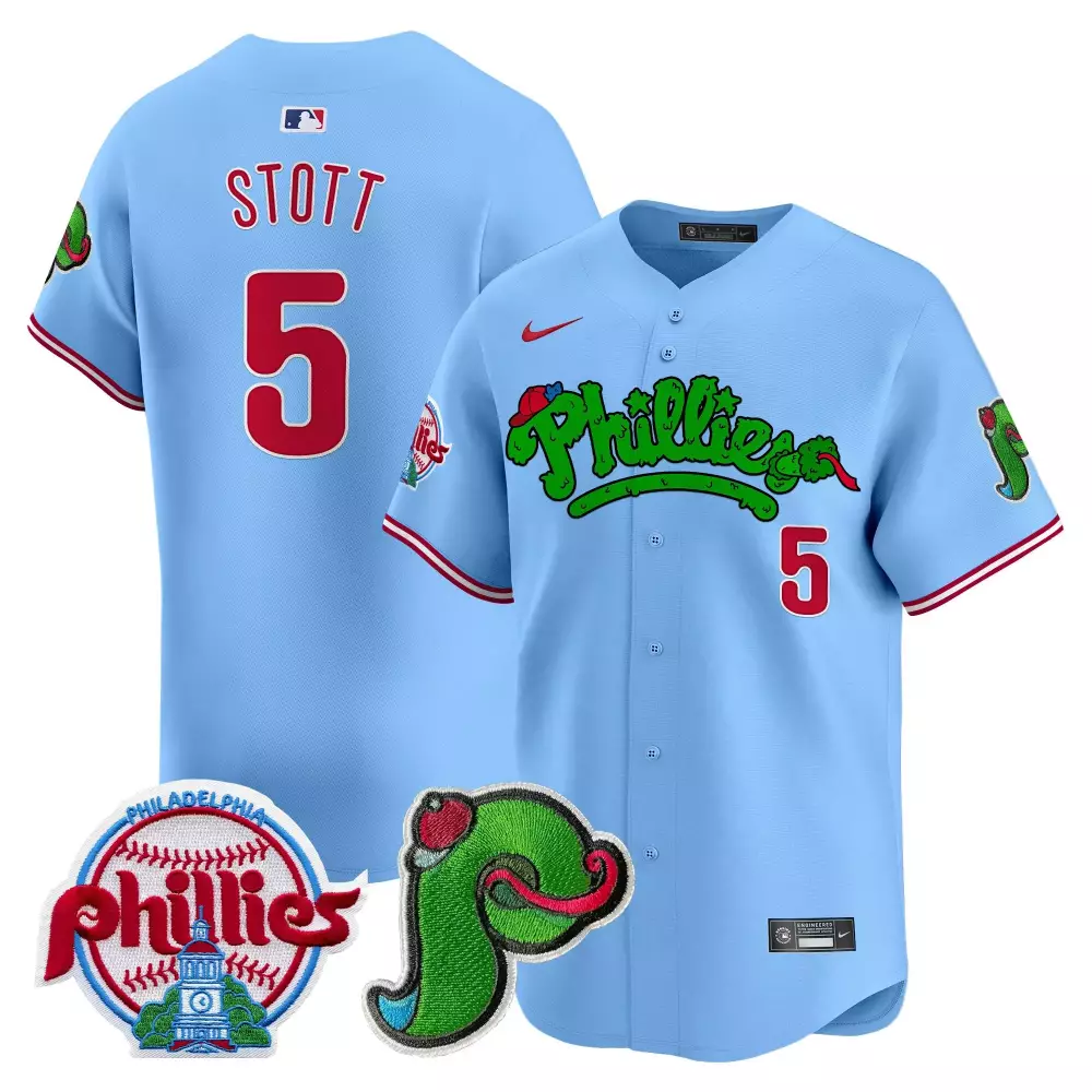 Stott 5 Philadelphia Phillies 2023 Vapor Jersey | Blue Edition 1 | Stitched Replica Fan Gear | For Men, Women & Youth