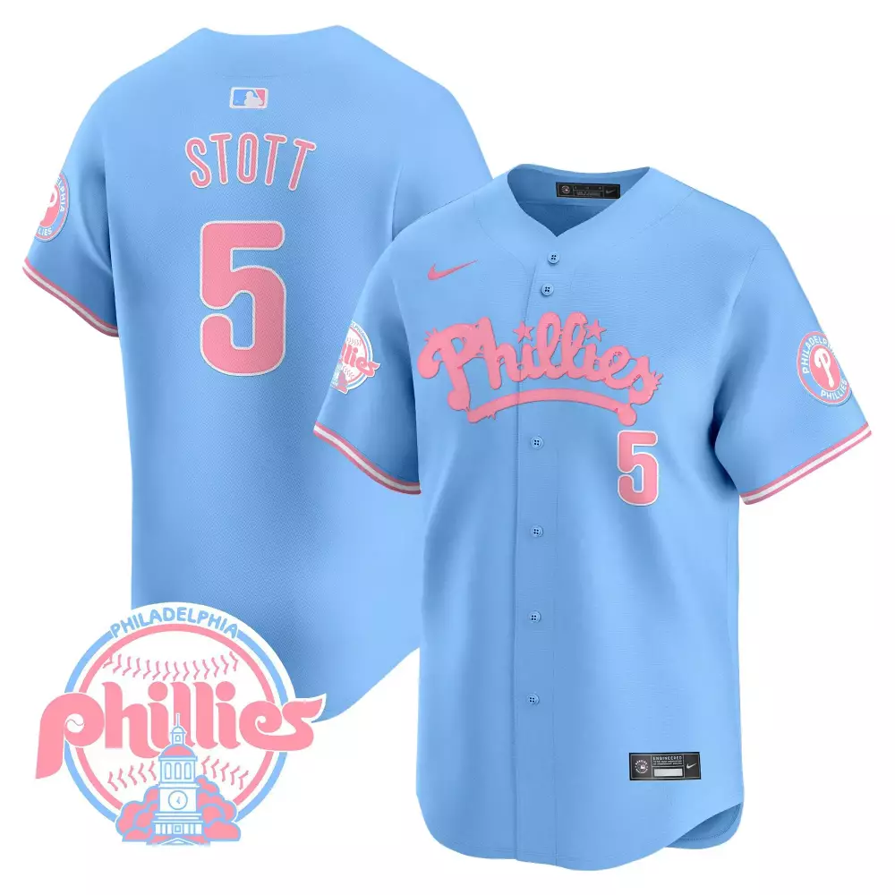 Stott 5 Philadelphia Phillies 2023 Men's Stitched Vapor Jersey | Blue | Game Day Outfit | For Men, Women & Youth