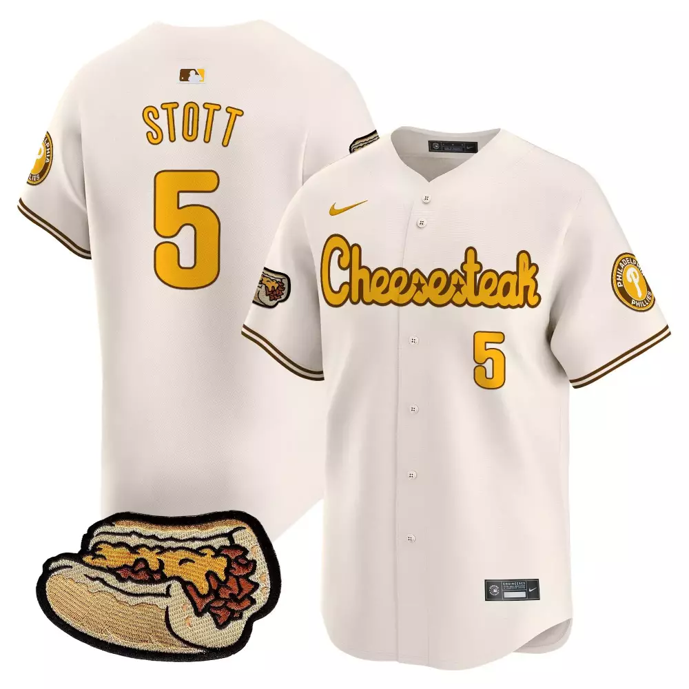 Stott 5 Philadelphia Phillies 2023 Vapor Jersey | Blue With Patches | Stitched Replica Fan Gear | For Men, Women & Youth