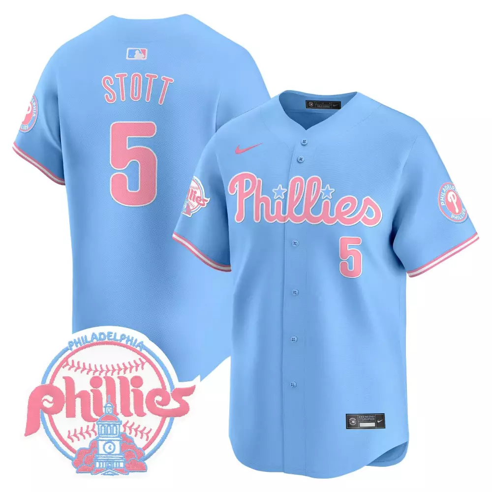 Stott 5 Philadelphia Phillies 2023 Vapor Jersey | Light Blue Stitched Fan Gear | For Men, Women & Youth