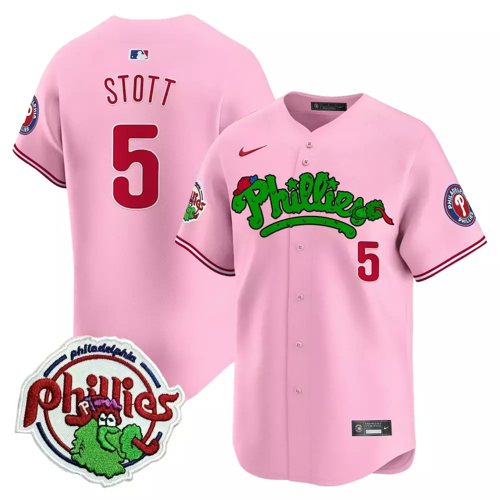 Stott 5 Philadelphia Phillies 2023 Vapor Jersey | Neon Green Patch Stitched Fan Gear | For Men, Women & Youth