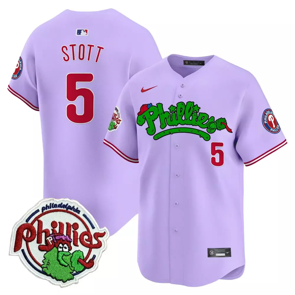 Stott 5 Philadelphia Phillies 2023 Vapor Jersey | Purple Edition Stitched Fan Gear | For Men, Women & Youth