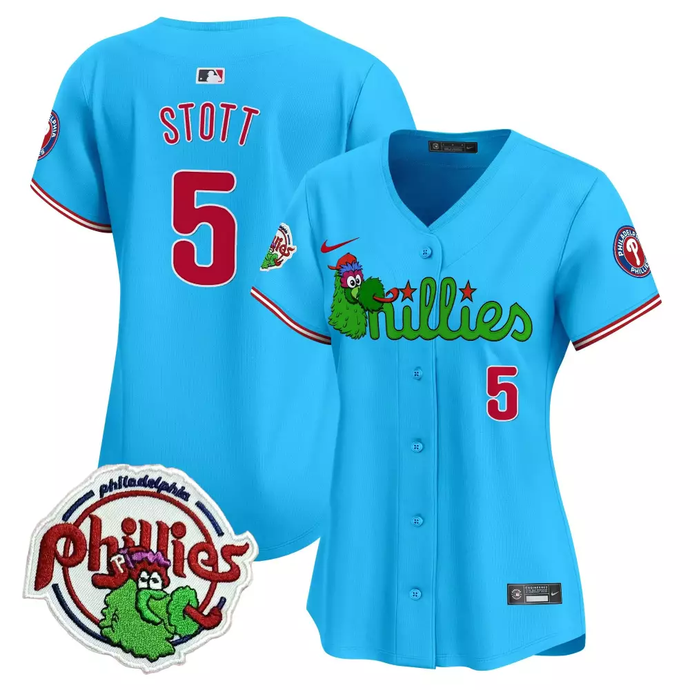Stott 5 Philadelphia Phillies 2023 Women's Stitched Vapor Jersey | Blue Edition | Replica Fan Gear | For Men, Women & Youth