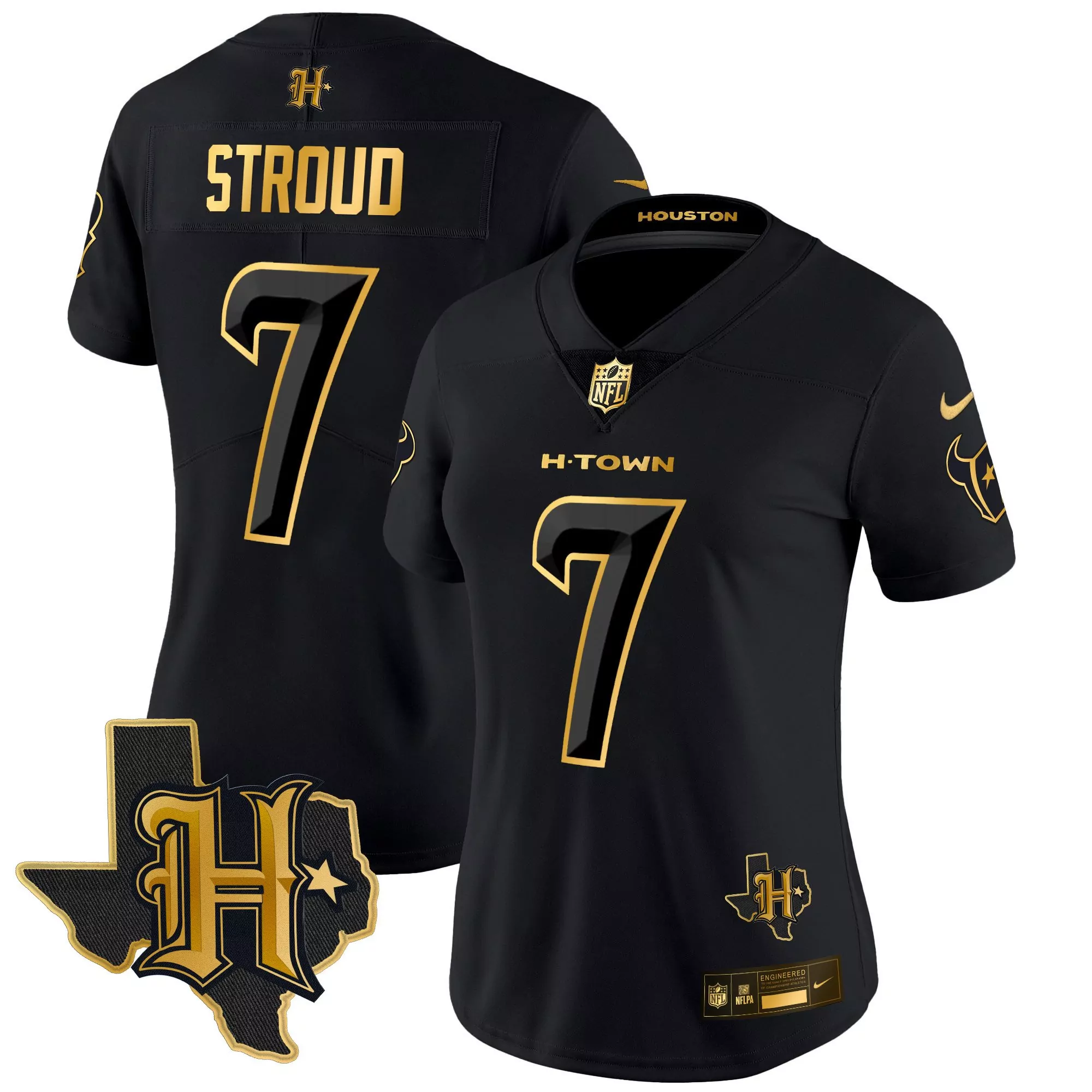 stroud 7 houston 2023 men s all stitched vapor jersey black gold go for launch edition