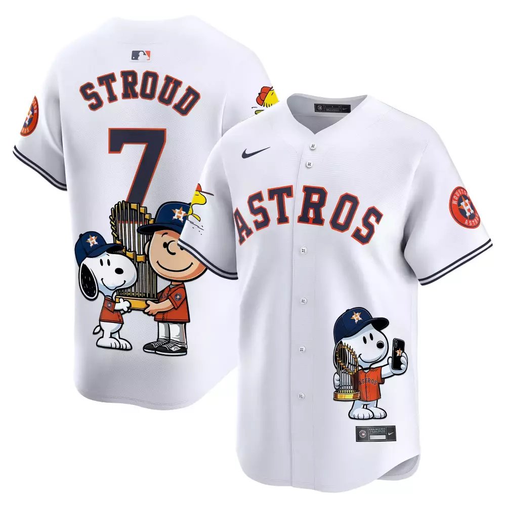 Stroud 7 Houston Astros 2023 Stitched Vapor Jersey | White Peanuts Design | Limited Edition Fan Gear | For Men, Women & Youth
