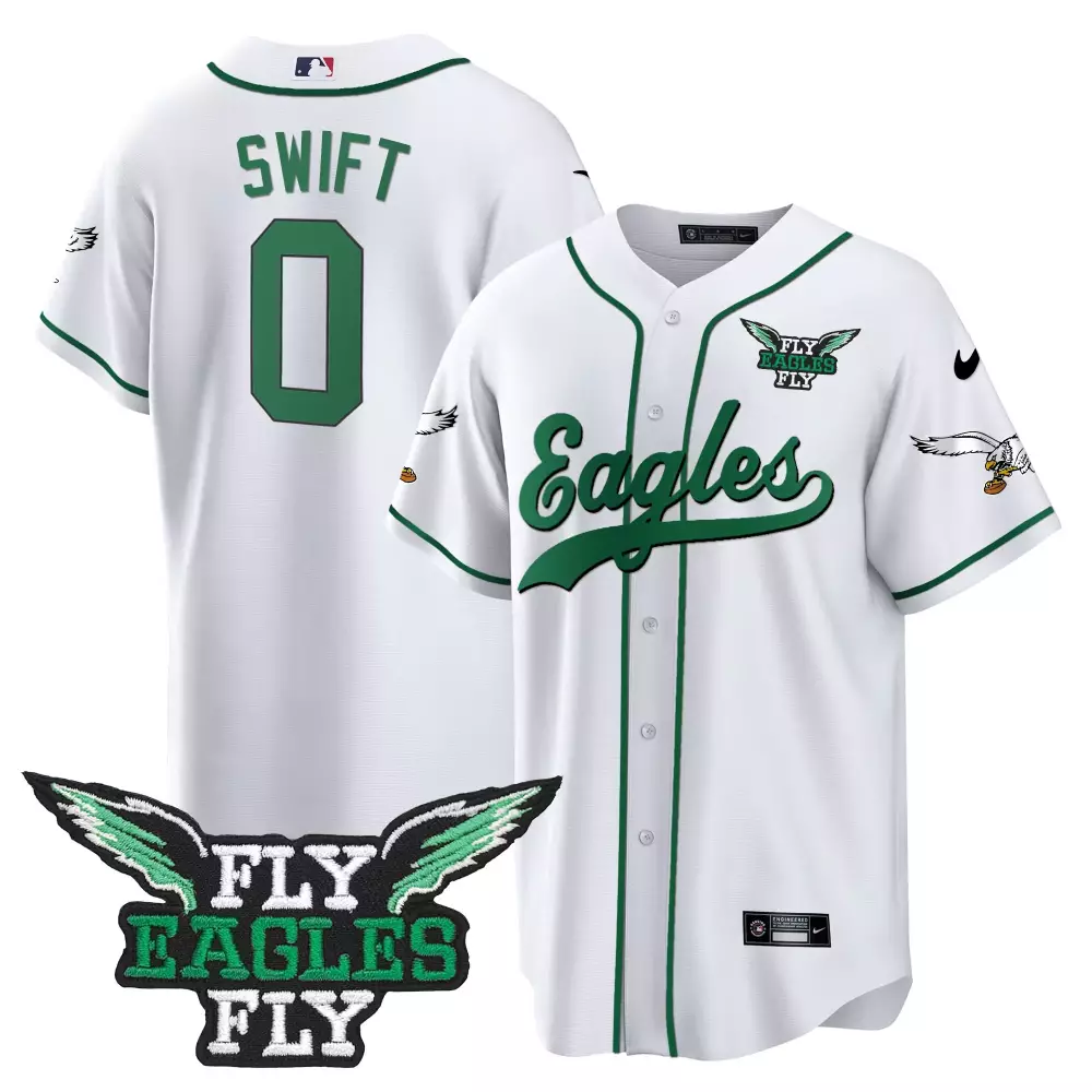 Swift 0 Philadelphia Eagles 2023 Stitched Vapor Jersey | White & Green | Limited Edition Fly Eagles Fly Patch Fan Gear for Men, Women & Youth