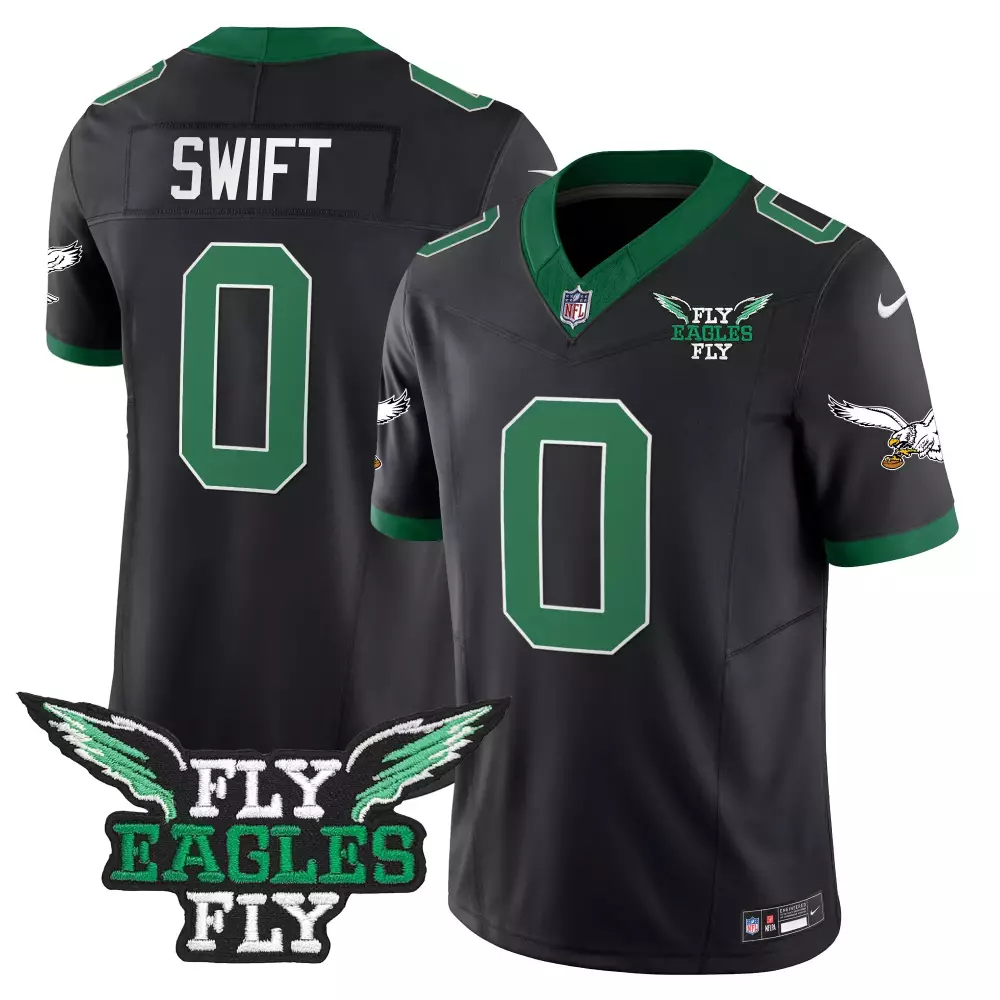 Swift 0 Philadelphia Eagles 2023 Stitched Black Jersey | Name Patch | Limited Edition Fan Gear for Men